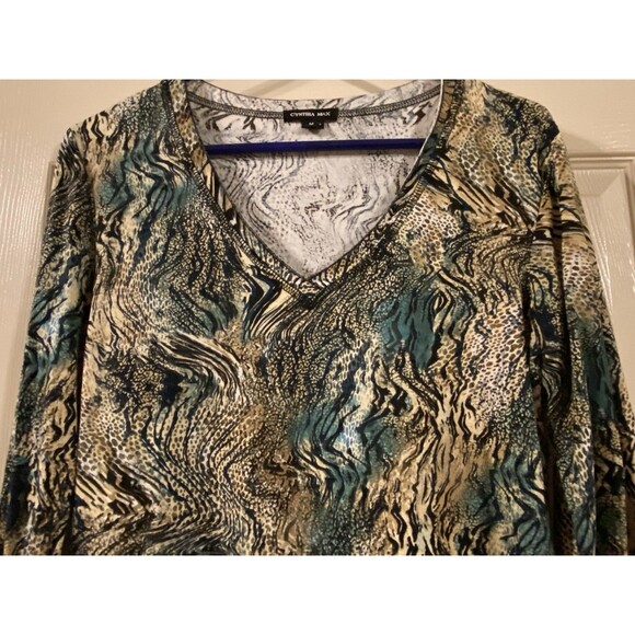 Vintage Y2K 3/4 sleeve T Shirt fairy lettuce trim whimsy Artsy 90s Animal Print - Picture 7 of 16